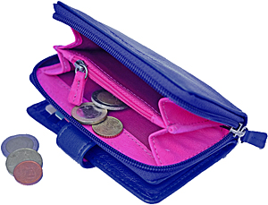Blue Penny Purse with Card-Guard Lining